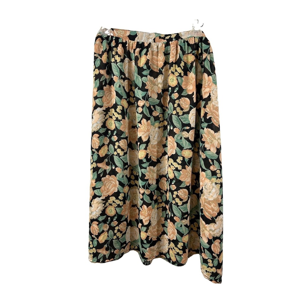Vintage Notations Woman Floral Maxi Skirt Plus Size 16 / 32W Made in USA Boho